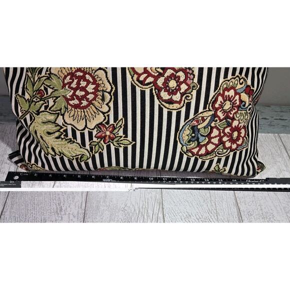 Sugar Skull Floral Embroidered Pillow 18x18" Black Velvet Back Zip Art Deco Boho - Picture 9 of 9